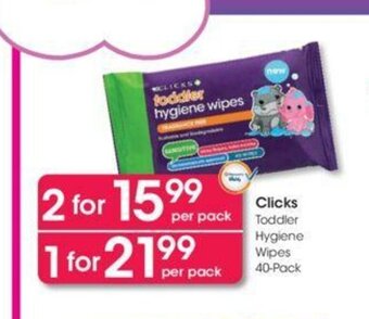 Clicks Clicks Toddler Hygiene Wipes 40-Pack offer