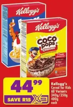 Shoprite Kellogg's Cereal for Kids All Variants offer