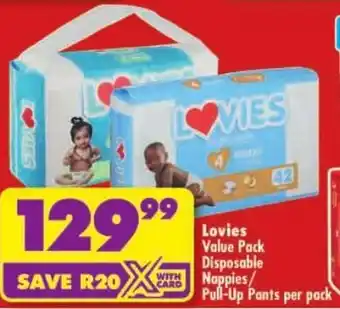 Shoprite Lovies Value Pack Disposable Nappies/ Pull-Up Pants offer