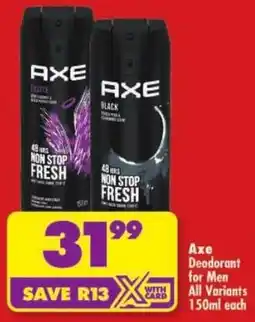 Shoprite Axe Deodorant for Men All Variants offer