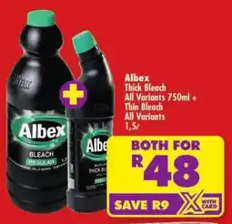 Shoprite Albex Thick Bleach All Variants and Thin Bleach All Variants offer