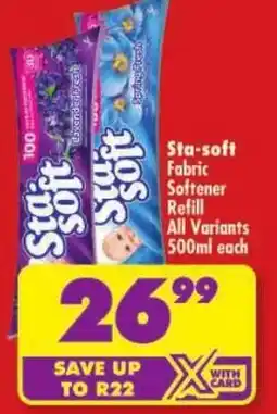 Shoprite Sta-soft Fabric Softener Refill All Variants offer