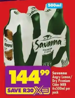 Shoprite Savanna Angry Lemon/ Dry Premium Cider NRB offer