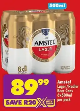 Shoprite Amstel Lager/ Radler Beer Cans offer