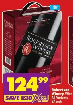 Shoprite Robertson Winery Wine All Variants offer