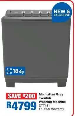 OK Furniture Defy Manhattan Grey Twintub Washing Machine offer