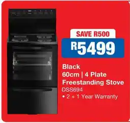OK Furniture Defy Black 60cm 4 Plate Freestanding Stove offer