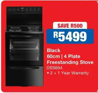 OK Furniture Defy Black 60cm 4 Plate Freestanding Stove offer