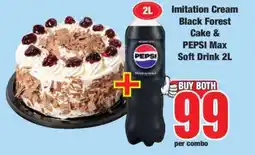 Boxer Imitation Cream Black Forest Cake & PEPSI Max Soft Drink 2L offer