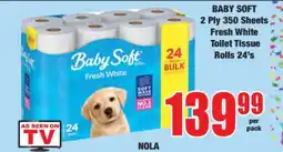 Boxer BABY SOFT 2 Ply 350 Sheets Fresh White Toilet Tissue Rolls 24's offer