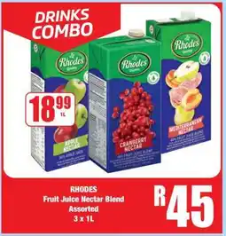 Boxer RHODES Fruit Juice Nectar Blend Assorted 3 x 1L offer