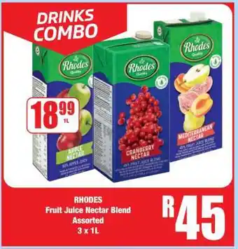 Boxer RHODES Fruit Juice Nectar Blend Assorted 3 x 1L offer