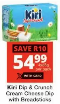 Checkers Kiri Dip & Crunch Cream Cheese Dip with Breadsticks offer