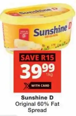 Checkers Sunshine D Original 60% Fat Spread offer