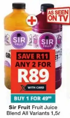 Checkers Sir Fruit Fruit Juice Blend All Variants offer