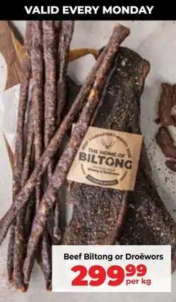 Food Lover's Market Beef biltong or droewors offer