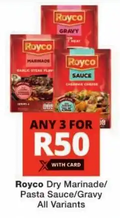 Checkers Royco Dry Marinade/ Pasta Sauce/ Gravy All Variants offer