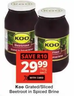 Checkers Koo Grated/ Sliced Beetroot in Spiced Brine offer