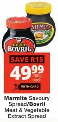 Checkers Marmite Savoury Spread/ Bovril Meat & Vegetable Extract Spread offer