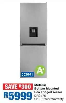 OK Furniture Defy Metallic Bottom Mounted Eco Fridge/ Freezer offer