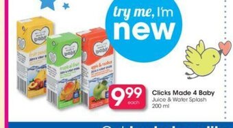 Clicks Clicks Made 4 Baby Juice & Water Splash 200 ml offer