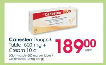 Clicks Canensten Duopak Tablet 500 mg + Cream 10g offer