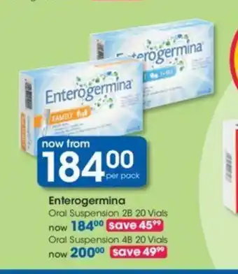 Clicks Enterogermina Oral Suspension 2B 20 Vials offer