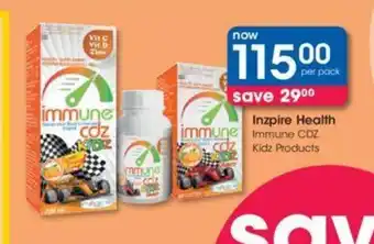 Clicks Inzpire Health Immune CDZ Kidz Products offer