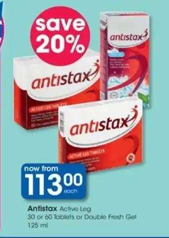 Clicks Antistax Active Leg 30 or 60 Tablets or Double Fresh Gel 125ml offer