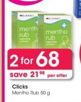 Clicks Clicks Mentho Rub 50g offer