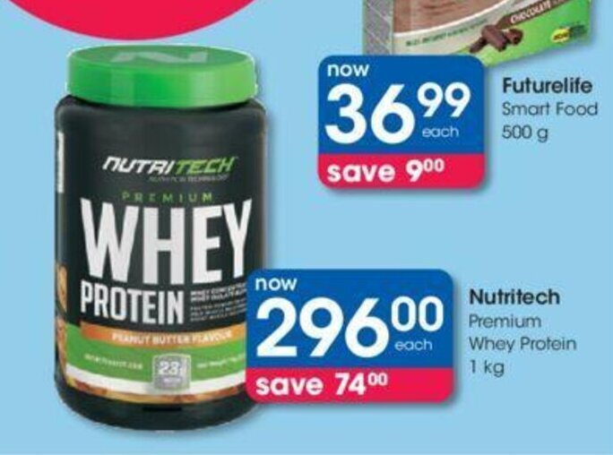 Nutritech Premium Whey Protein 1kg offer at Clicks