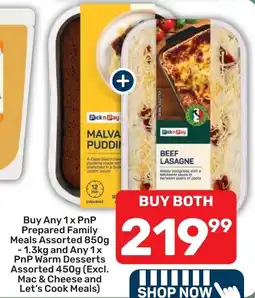 Pick n Pay Hypermarket PnP Prepared Family Meals Assorted and PnP Warm Desserts Assorted offer