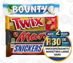 Take 'n Pay Snickers / bounty/ mars/ twix large bars offer