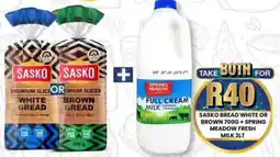 Take 'n Pay Sasko bread white or brown and spring meadow fresh milk offer