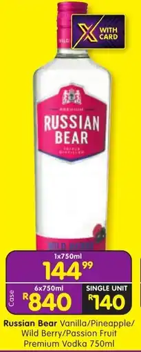 Shoprite Liquor Russian Bear Vanilla/ Pineapple/ Wild Berry/ Passion Fruit Premium Vodka offer