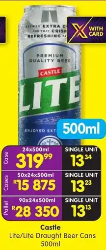 Shoprite Liquor Castle Lite/ Lite Draught Beer Cans offer