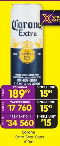 Shoprite Liquor Corona Extra Beer Cans offer