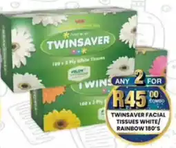 Take 'n Pay Twinsaver facial tissues white/ rainbow offer
