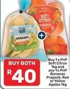 Pick n Pay Soft citrus and bananas prepack, red or yellow apples offer