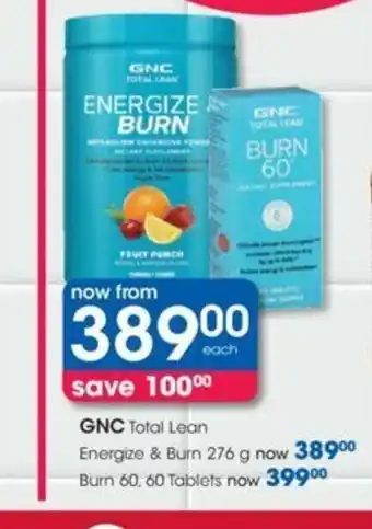 Clicks GNC Total Lean Energize & Burn 276g offer