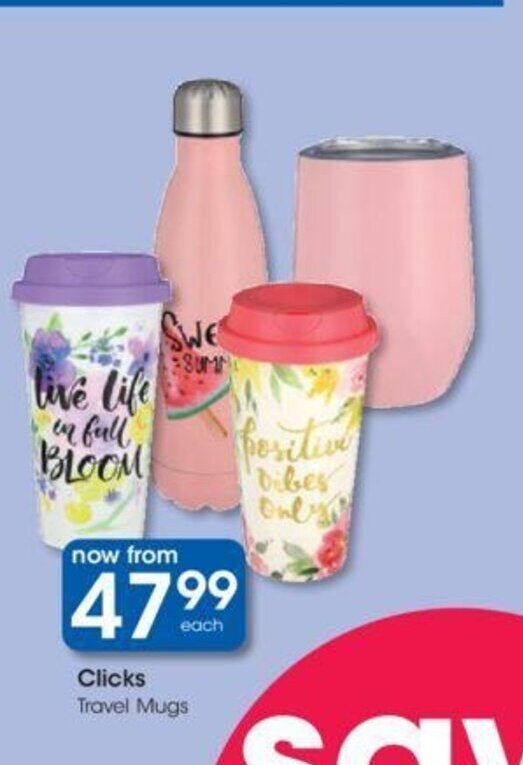 Clicks Travel Mugs offer at Clicks