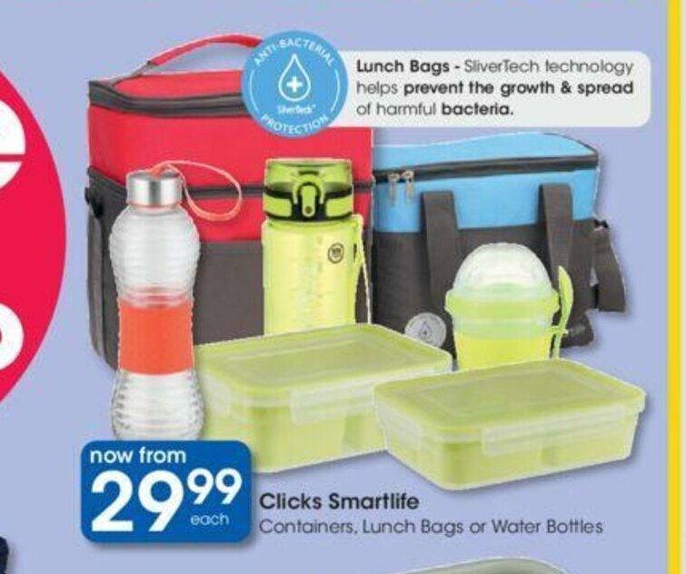 Clicks Smartlife Containers, Lunch Bags or Water Bottles offer at Clicks