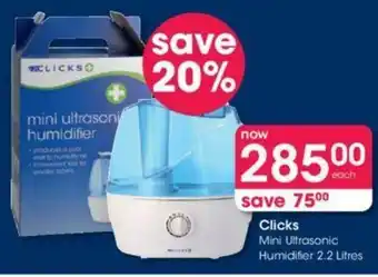 Clicks Clicks Mini Untrasonic Humidifier 2.2 Litres offer