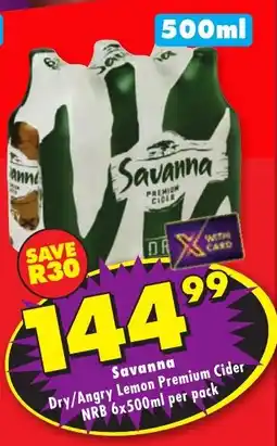 Shoprite Liquor Savanna Dry/ Angry Lemon Premium Cider NRB offer