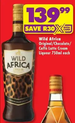Shoprite Liquor Wild Africa Original/ Chocolate/ Caffé Latte Cream Liqueur offer