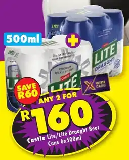 Shoprite Liquor Castle Lite/ Lite Draught Beer Cans offer