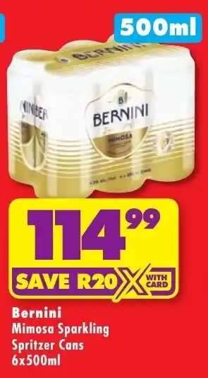 Shoprite Liquor Bernini Mimosa Sparkling Spritzer Cans offer