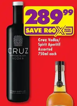 Shoprite Liquor Cruz Vodka/ Spirit Aperitif Assorted offer