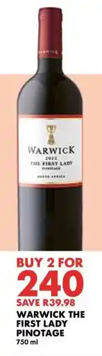 Woolworths WARWICK The First Lady Pinotage offer