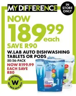 Woolworths W.LAB AUTO DISHWASHING TABLETS OR PODS offer